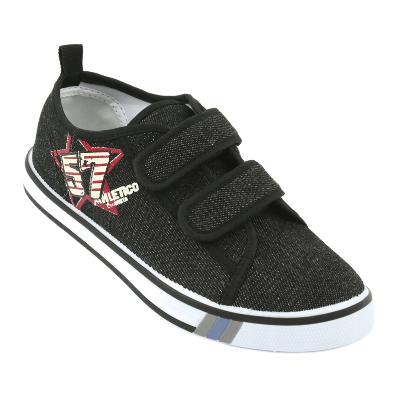 Baskets velcro jean Atletico noir 1