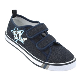 Baskets velcro jean Atletico bleu marine 1