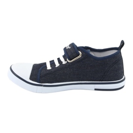 Baskets avec empiècement en cuir Atletico jean bleu marine BSM029 2