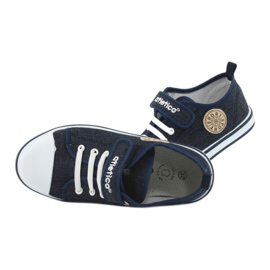 Baskets avec empiècement en cuir Atletico jean bleu marine BSM029 6