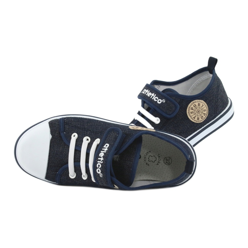 Baskets avec empiècement en cuir Atletico jean bleu marine BSM029 6