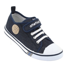 Baskets avec empiècement en cuir Atletico jean bleu marine BSM029 1