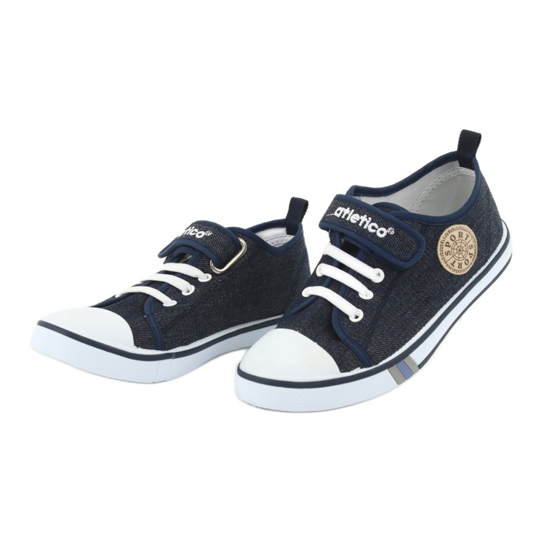 Baskets avec empiècement en cuir Atletico jean bleu marine BSM029 3