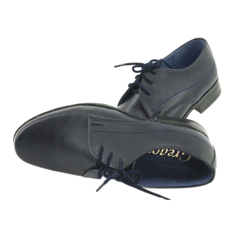 Gregors Chaussures garçons en cuir Navy bleu insert 6