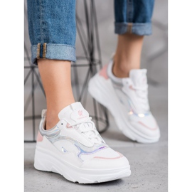 SHELOVET Baskets blanches à la mode multicolore 4
