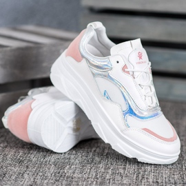 SHELOVET Baskets blanches à la mode multicolore 3
