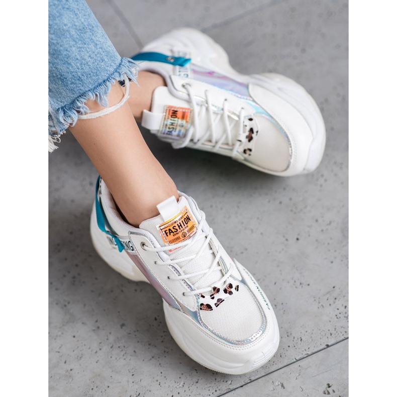 SHELOVET Baskets de sport à la mode blanc multicolore 1