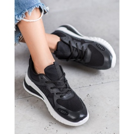 Ideal Shoes Chaussures nouées avec maille le noir jaune 1