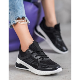 Ideal Shoes Chaussures nouées avec maille le noir jaune 4