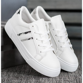 SHELOVET Chaussures de sport en cuir écologique blanc 1