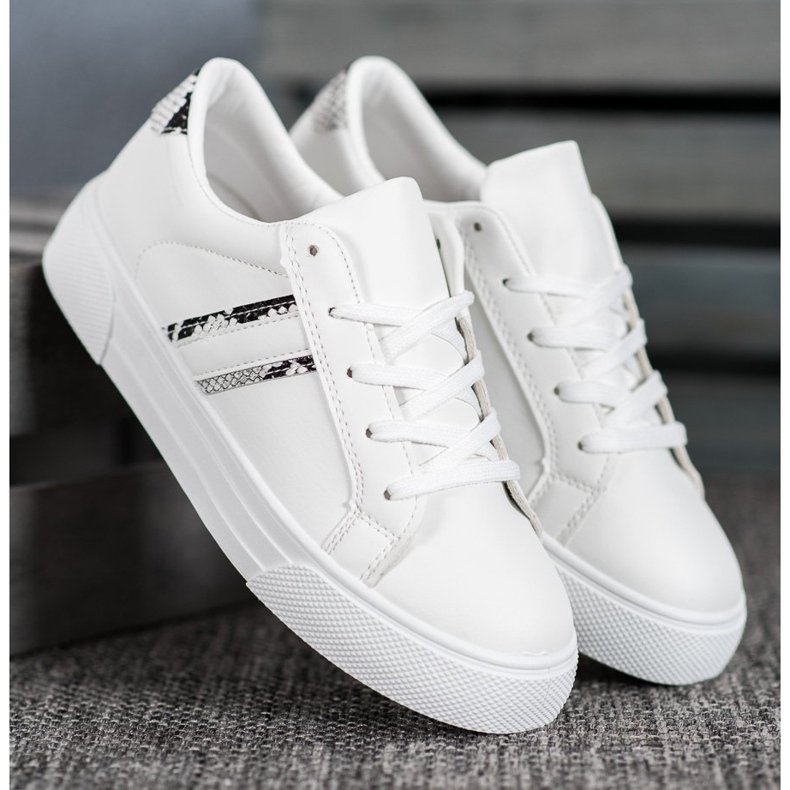 SHELOVET Chaussures de sport en cuir écologique blanc 1