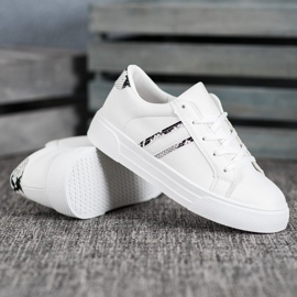 SHELOVET Chaussures de sport en cuir écologique blanc 2
