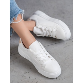 SHELOVET Chaussures de sport en cuir écologique blanc 1