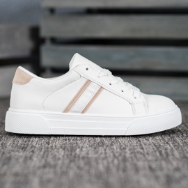 SHELOVET Chaussures de sport en cuir écologique blanc 2
