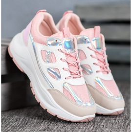 SHELOVET Baskets confortables avec maille blanc rose multicolore 1