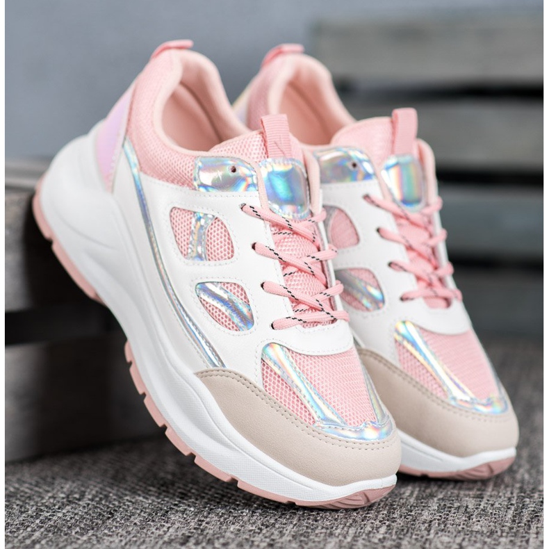 SHELOVET Baskets confortables avec maille blanche rose multicolore 1