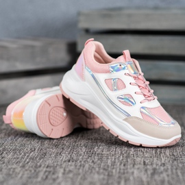 SHELOVET Baskets confortables avec maille blanche rose multicolore 2