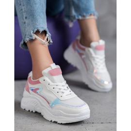 SHELOVET Baskets blanches à effet holo multicolore 4