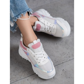SHELOVET Baskets blanches à effet holo multicolore 1