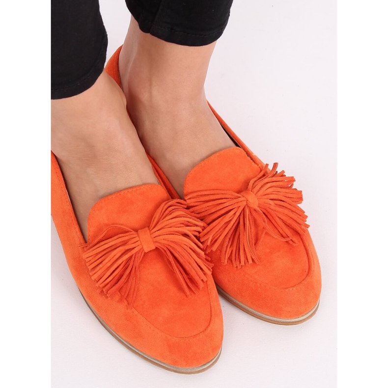 Mocassins femme orange à franges T357P Orange 2