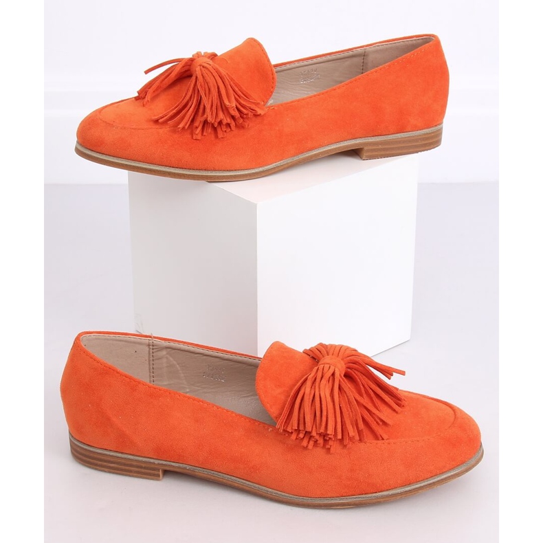 Mocassins femme orange à franges T357P Orange 1