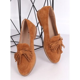 Mocassins femme à franges camel T357P Camel brun 3