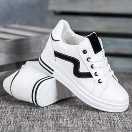 SHELOVET Chaussures de sport avec un coin caché blanche le noir 1