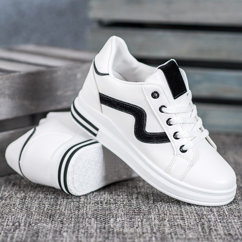 SHELOVET Chaussures de sport avec un coin caché blanc noir 1