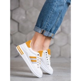 SHELOVET Chaussures de sport sur la plate-forme blanc jaune 2