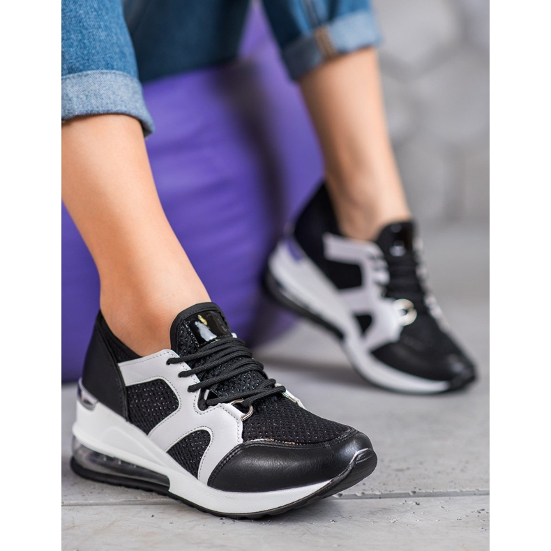 Weide Chaussures de sport noires à paillettes 1