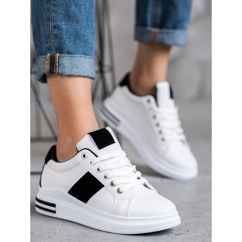 Weide Chaussures de sport avec empiècements noirs blanche le noir 2