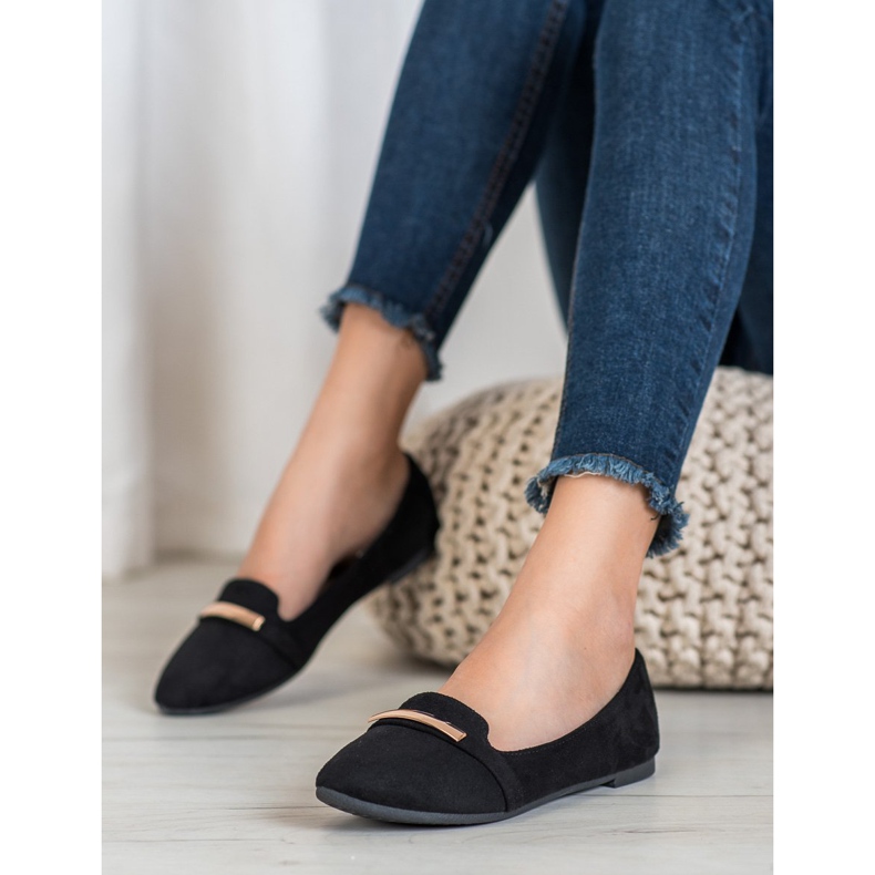 SHELOVET Ballerine Noire Avec Ornement 1