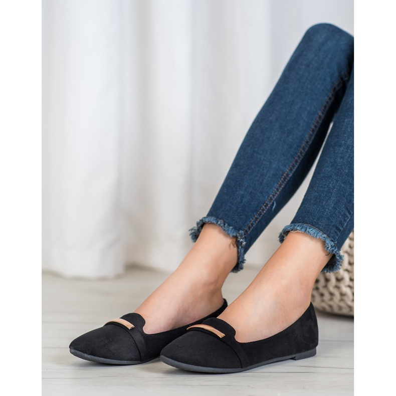 SHELOVET Ballerine Noire Avec Ornement le noir 2 SHELOVET Ballerine Noire Avec Ornement le noir 2