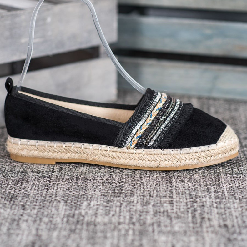 RTX WALK Espadrilles confortables avec ornements noir 1