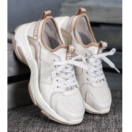 Goodin Baskets en cuir ajouré blanche jaune 3