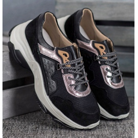 Goodin Baskets confortables en cuir noir 1