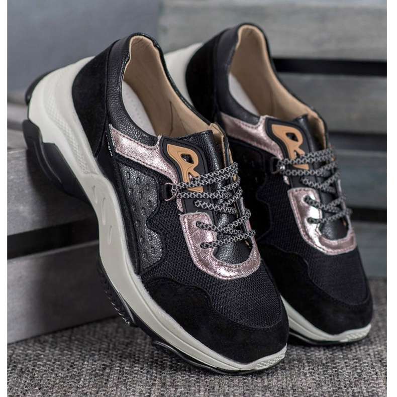 Goodin Baskets confortables en cuir le noir 1