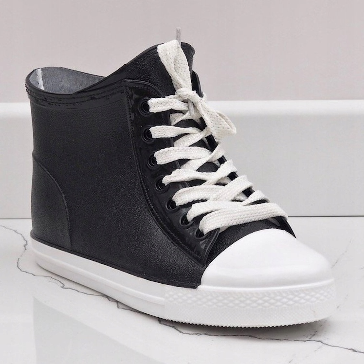 Baskets noires galoches à lacets SD527-1 le noir 2 Baskets noires galoches à lacets SD527-1 le noir 2