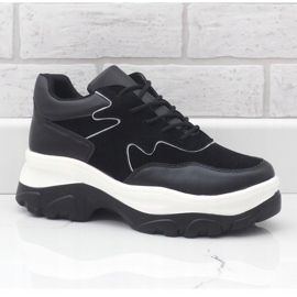 Baskets noires en éco-cuir E3260 1