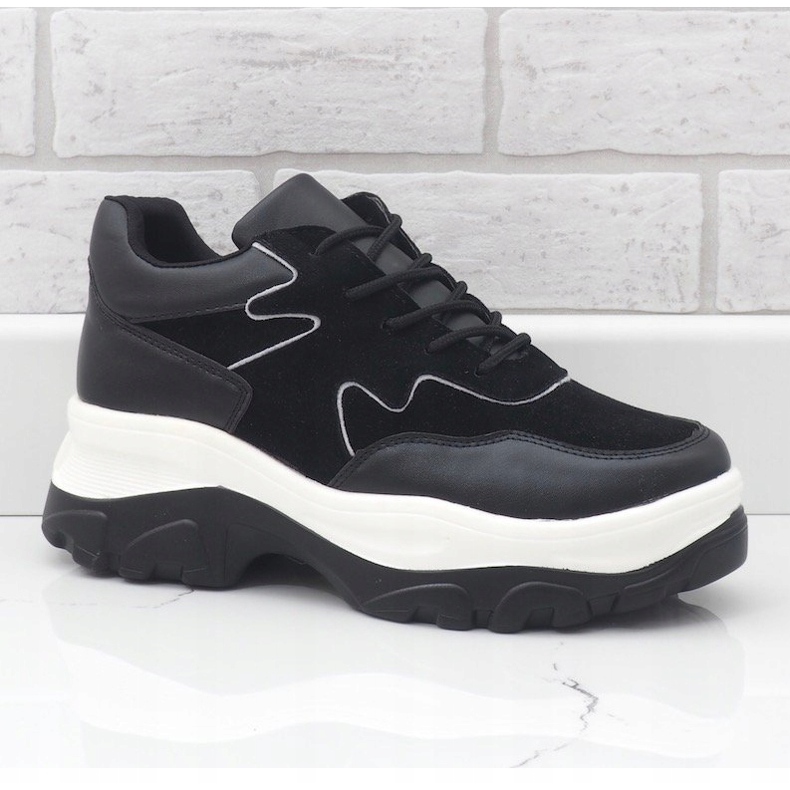 Baskets noires en éco-cuir E3260 1