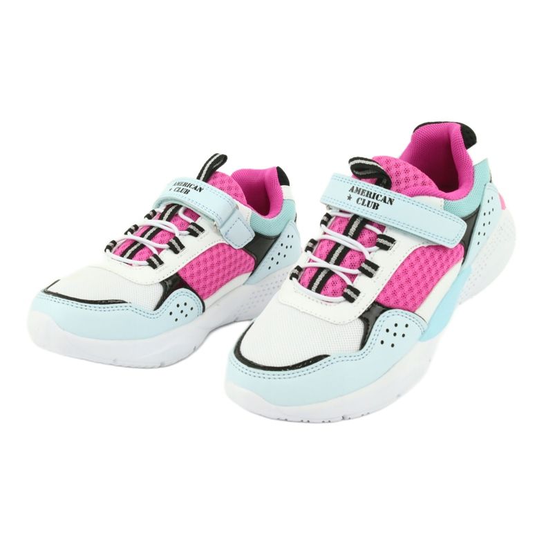 Chaussures de sport à la mode American Club ES07 blanche bleu rose 3
