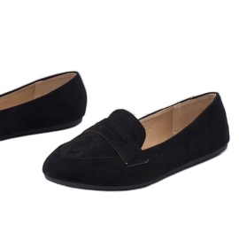 Mocassins ballerines 3C-20 en éco-daim noirs le noir 2