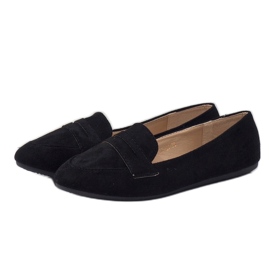 Mocassins ballerines 3C-20 en éco-daim noirs le noir 3