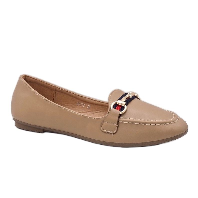 Mocassins kaki ballerines éco-cuir 9F177 beige 1