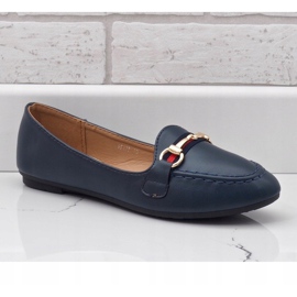 Mocassins ballerine bleu marine en éco-cuir 9F177 1