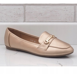 Mocassins ballerines en cuir doré 9F176 d'or 1