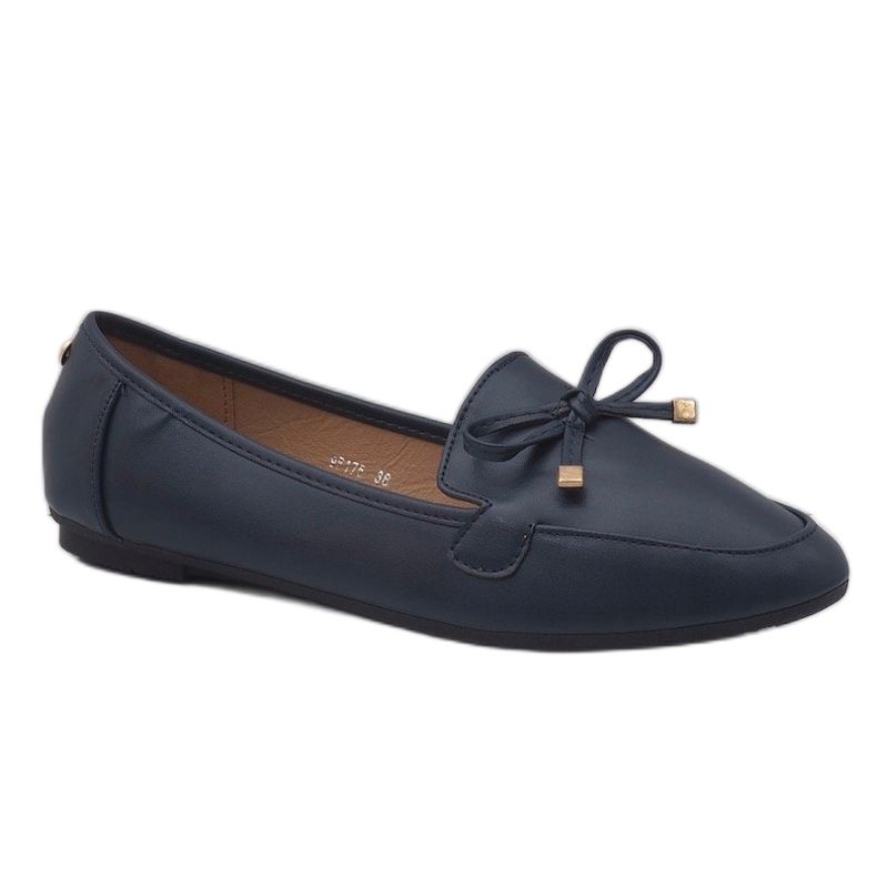 Mocassins ballerines en éco-cuir bleu marine 9F175 1