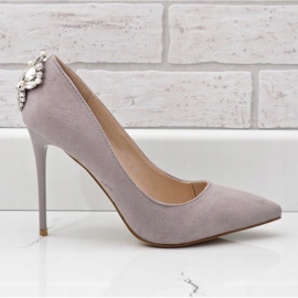 Talons classiques gris avec zircone cubique 9229-13 2