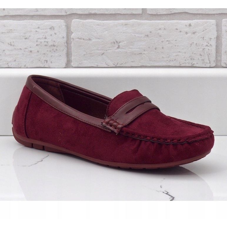 Mocassins marrons de ballerines BO-378 rouge 1