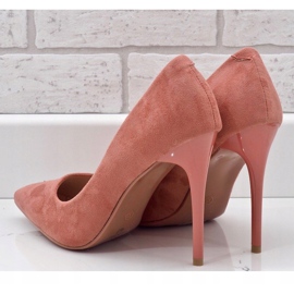 Chaussures classiques roses en daim écologique YJS82188 4